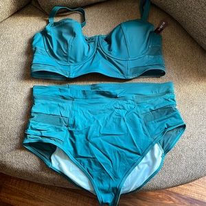 Adore Me teal two piece swimsuit XXL 38DD